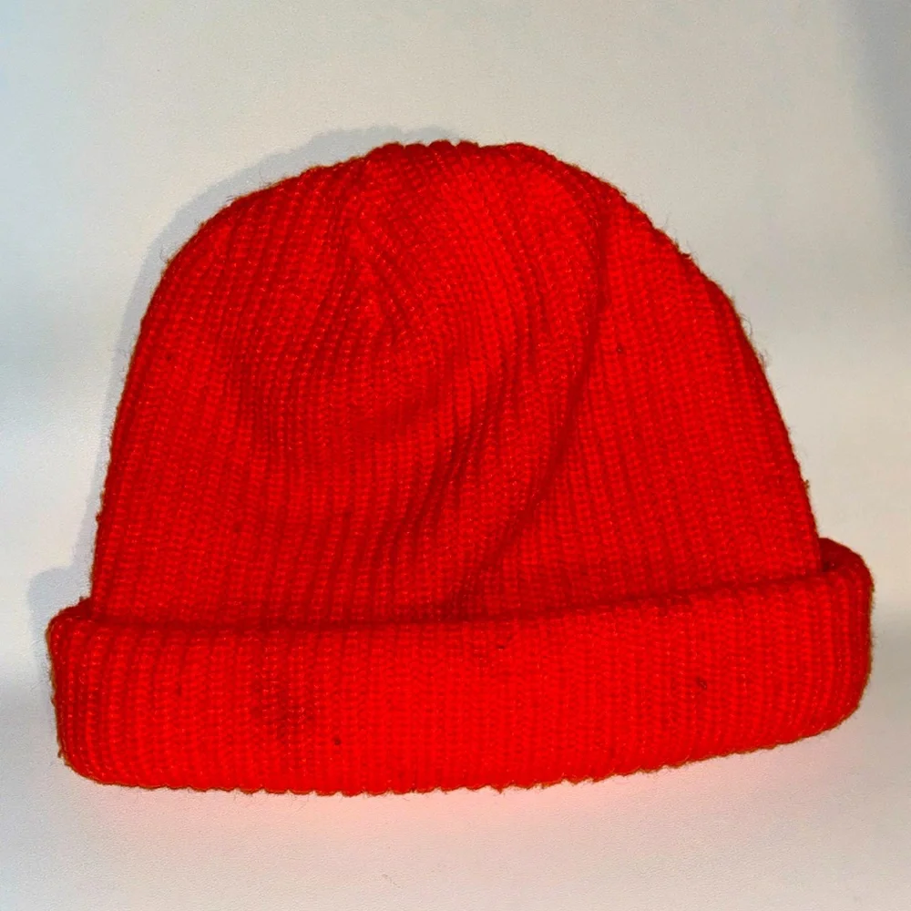THE NORTH FACE Hat Orange TNF Box Logo Lined Cuffed Beanie Ribbed Winter